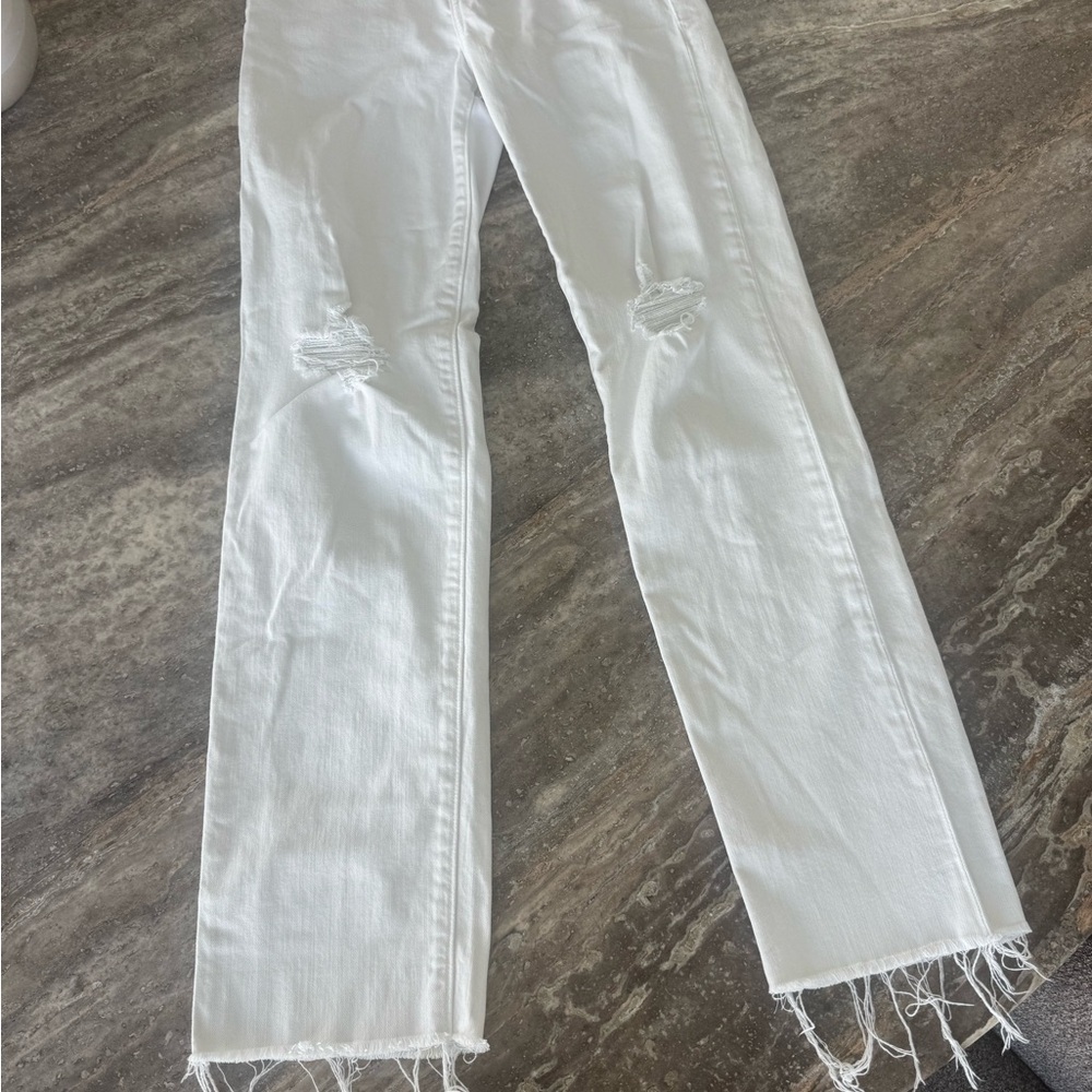 Joe's Jeans White Distressed Straight Leg Jeans Size 25